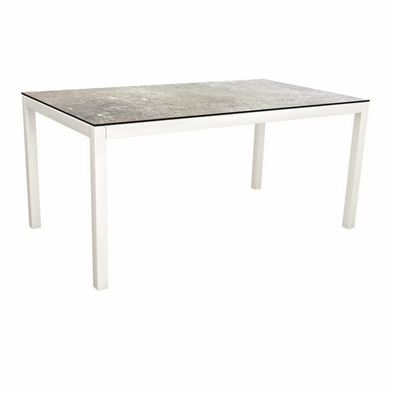 Stern Tischsystem, Gestell Aluminium weiß, Tischplatte HPL Vintage stone, Größe: 130x80 cm