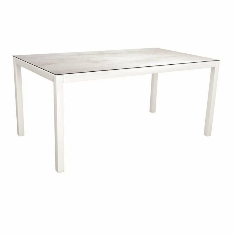 Stern Tischsystem, Gestell Aluminium weiß, Tischplatte HPL Zement hell, Größe: 130x80 cm