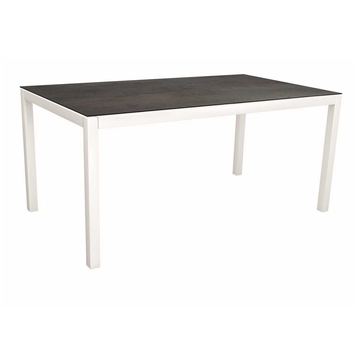 Stern Tischsystem, Gestell Aluminium weiß, Tischplatte HPL Nitro, Größe: 160x90 cm