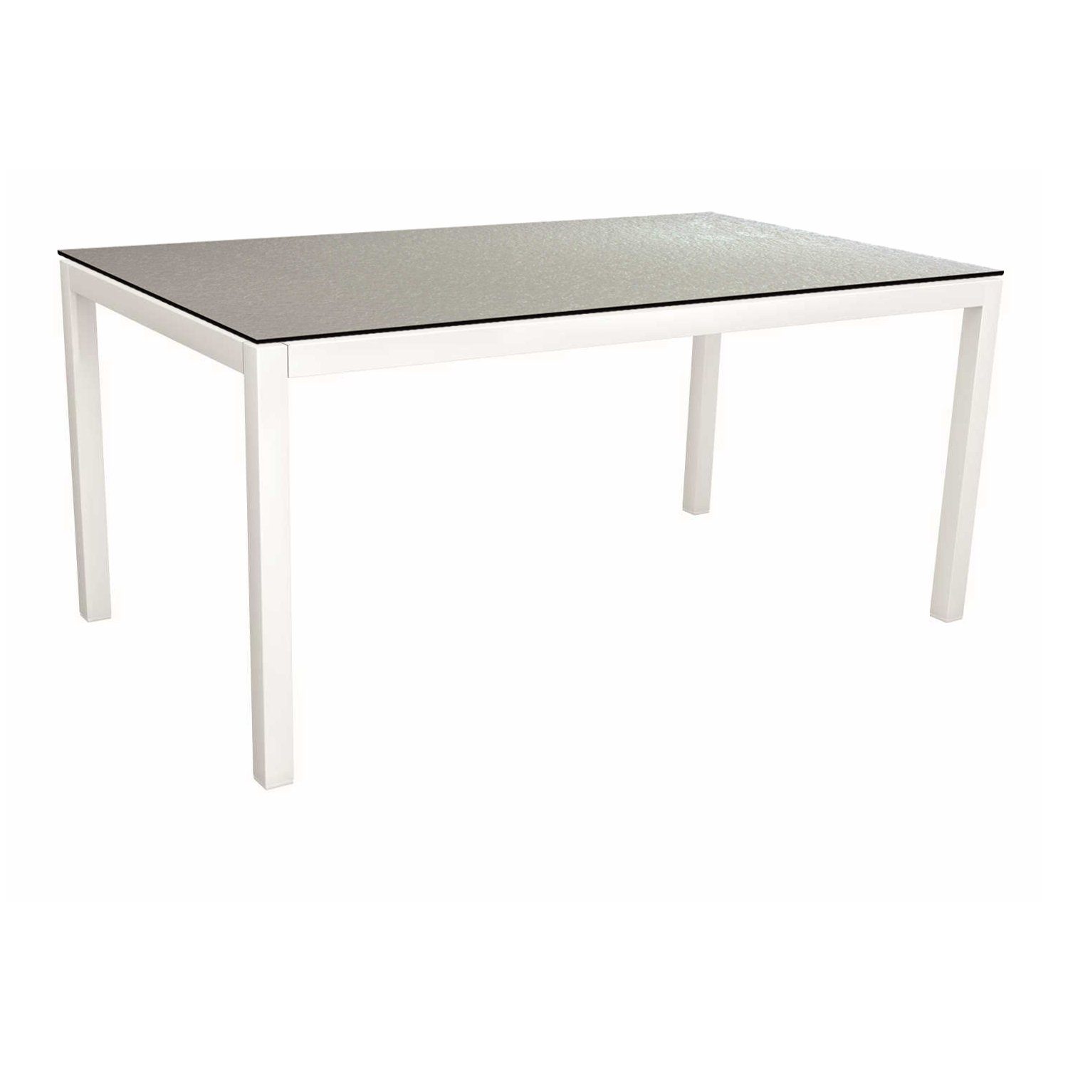 Stern Tischsystem, Gestell Aluminium weiß, Tischplatte HPL Uni Grau, Größe: 160x90 cm