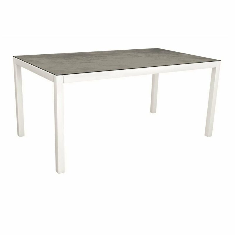 Stern Tischsystem, Gestell Aluminium weiß, Tischplatte HPL Zement, Größe: 160x90 cm