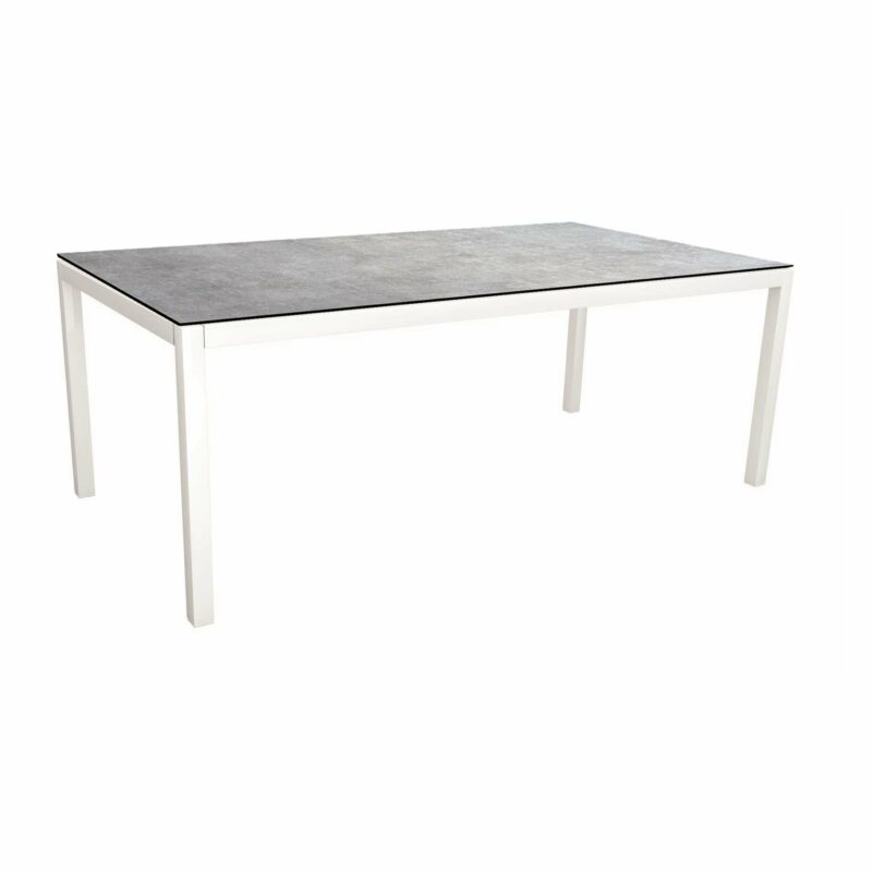 Stern Tischsystem, Gestell Aluminium weiß, Tischplatte HPL Metallic Grau, Größe: 200x100 cm