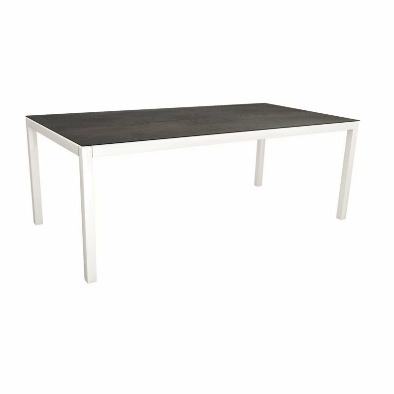 Stern Tischsystem, Gestell Aluminium weiß, Tischplatte HPL Nitro, Größe: 200x100 cm