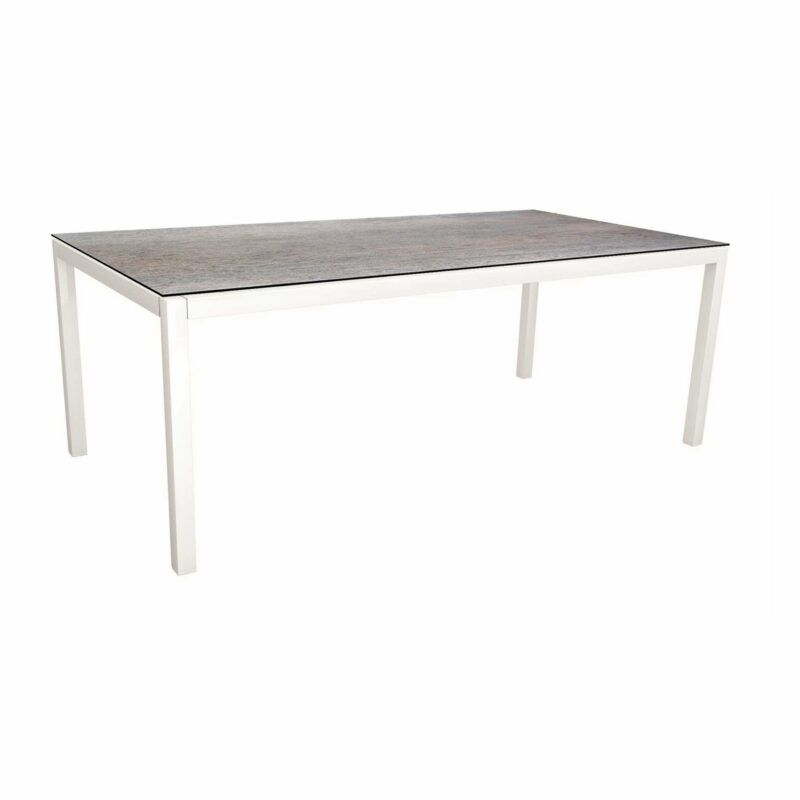Stern Tischsystem, Gestell Aluminium weiß, Tischplatte HPL Smoky, Größe: 200x100 cm