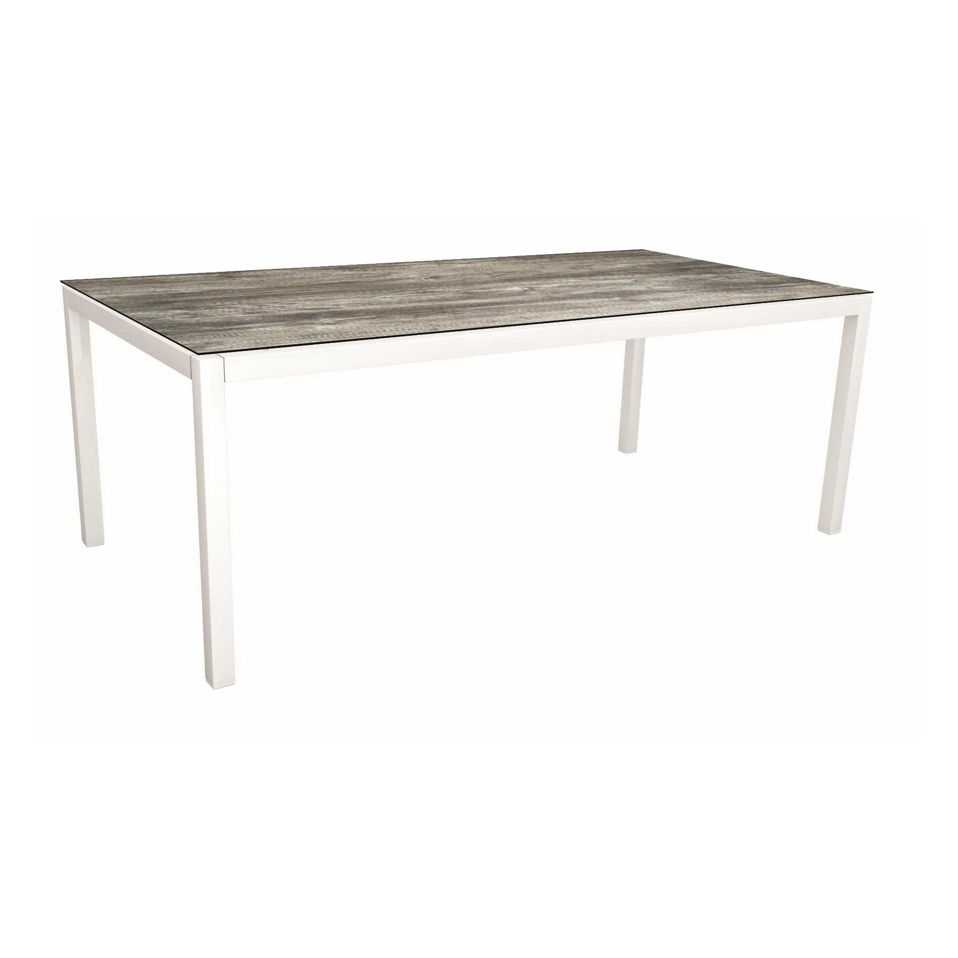 Stern Tischsystem, Gestell Aluminium weiß, Tischplatte HPL Tundra grau, Größe: 200x100 cm