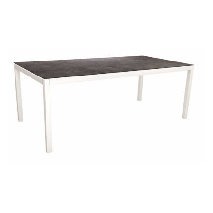 Stern Tischsystem, Gestell Aluminium weiß, Tischplatte HPL Vintage grau, Größe: 200x100 cm