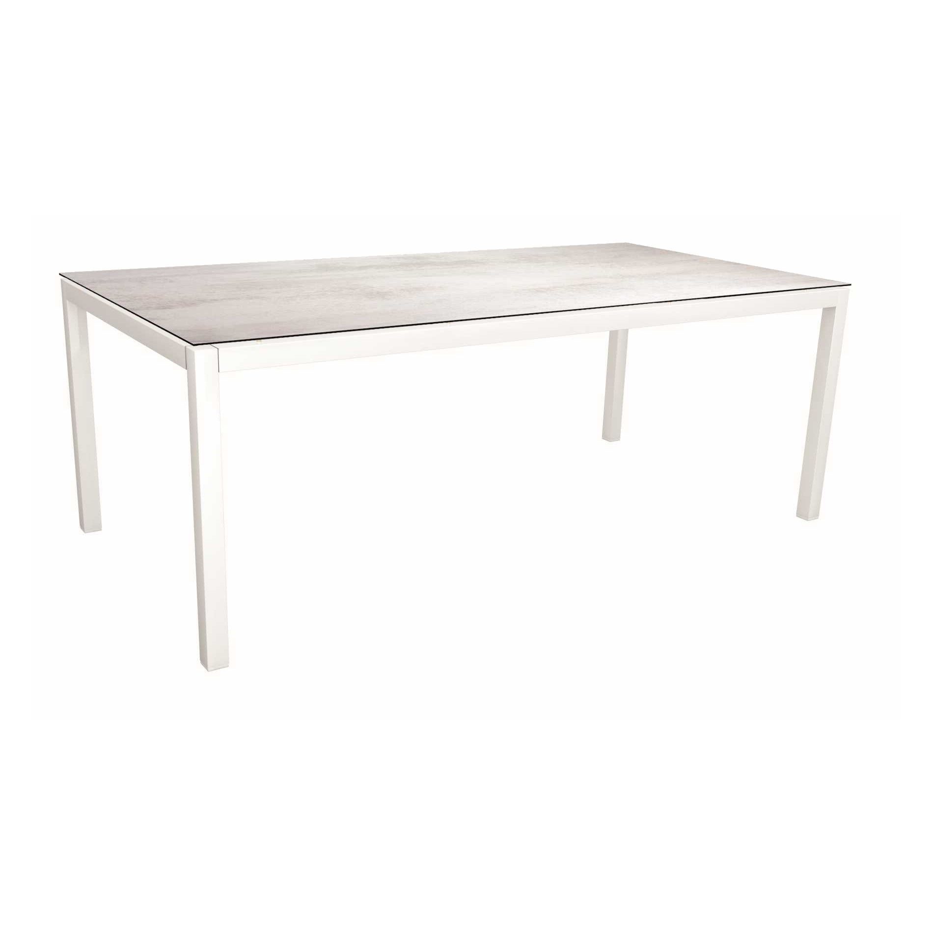Stern Tischsystem, Gestell Aluminium weiß, Tischplatte HPL Zement hell, Größe: 200x100 cm