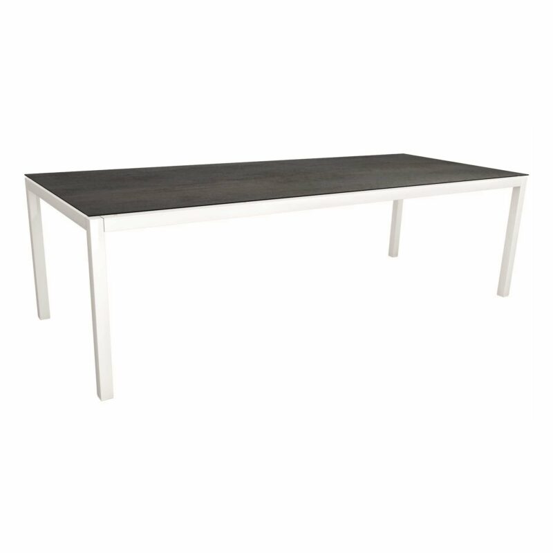 Stern Tischsystem, Gestell Aluminium weiß, Tischplatte HPL Nitro, Größe: 250x100 cm