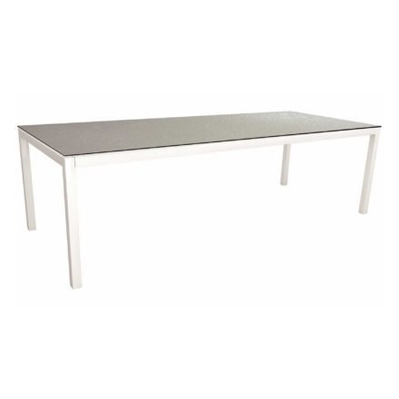 Stern Tischsystem, Gestell Aluminium weiß, Tischplatte HPL Uni Grau, Größe: 250x100 cm