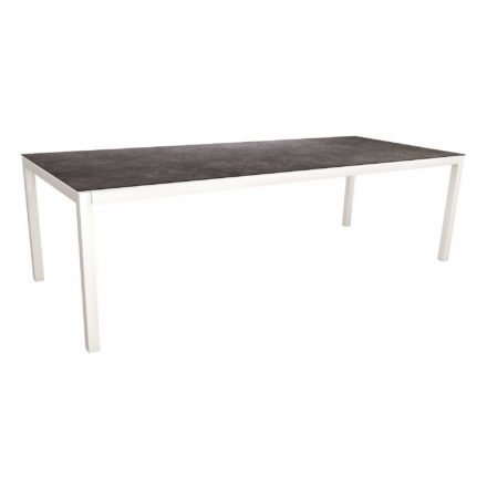 Stern Tischsystem, Gestell Aluminium weiß, Tischplatte HPL Vintage grau, Größe: 250x100 cm