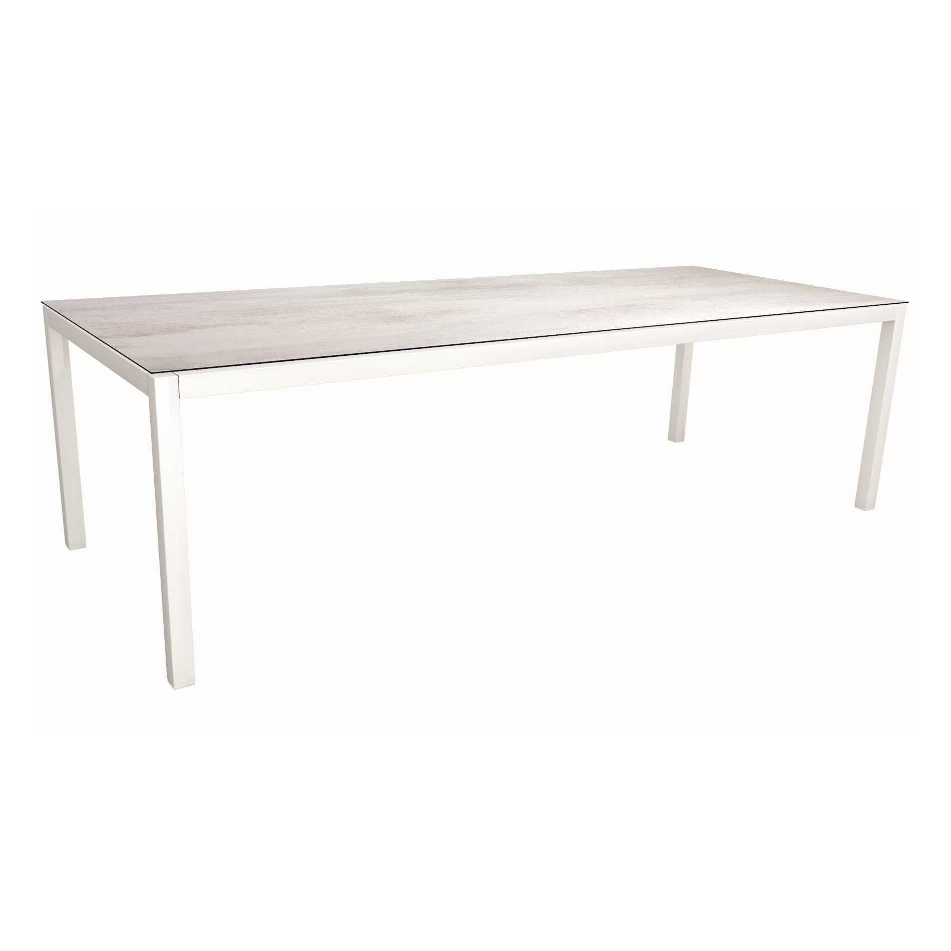 Stern Tischsystem, Gestell Aluminium weiß, Tischplatte HPL Zement hell, Größe: 250x100 cm