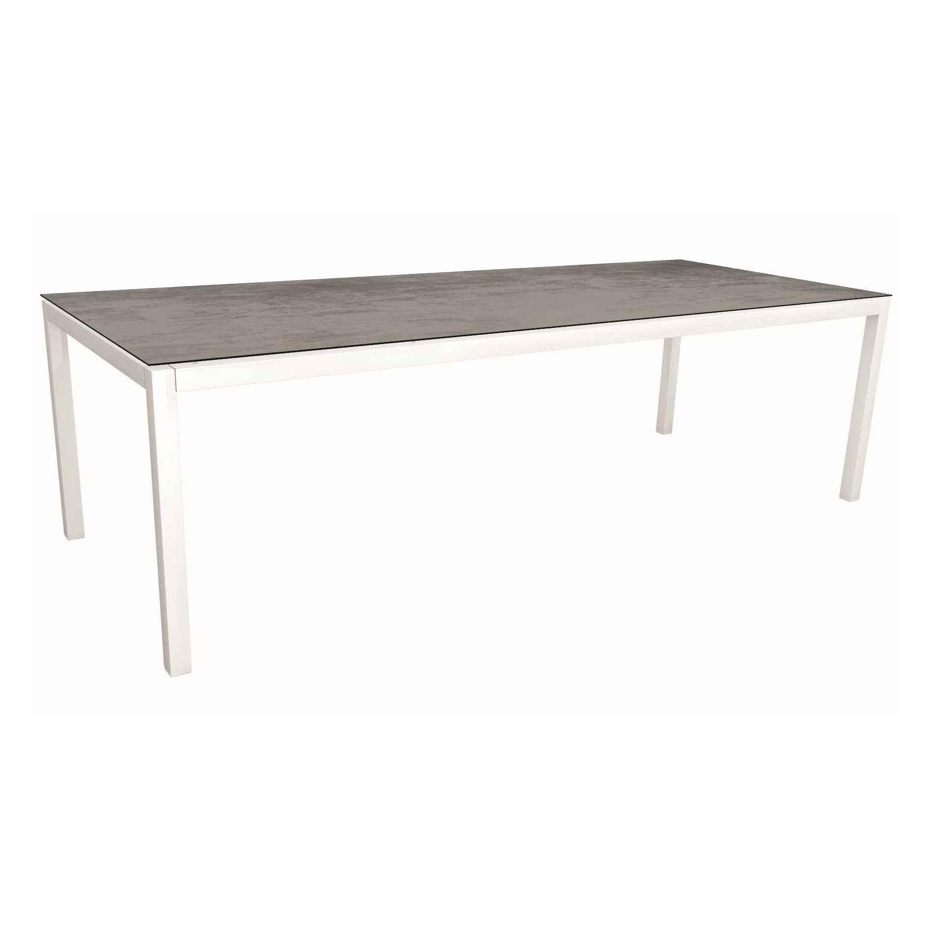 Stern Tischsystem, Gestell Aluminium weiß, Tischplatte HPL Zement, Größe: 250x100 cm