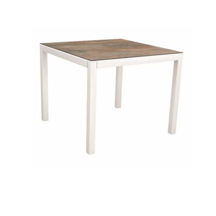 Stern Tischsystem, Gestell Aluminium weiß, Tischplatte HPL Ferro, Größe: 80x80 cm