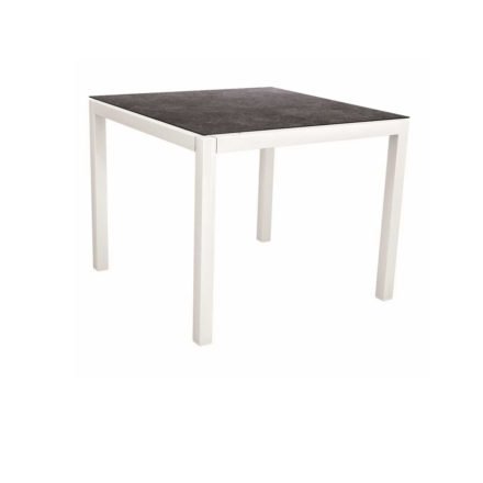 Stern Tischsystem, Gestell Aluminium weiß, Tischplatte HPL Vintage grau, Größe: 80x80 cm