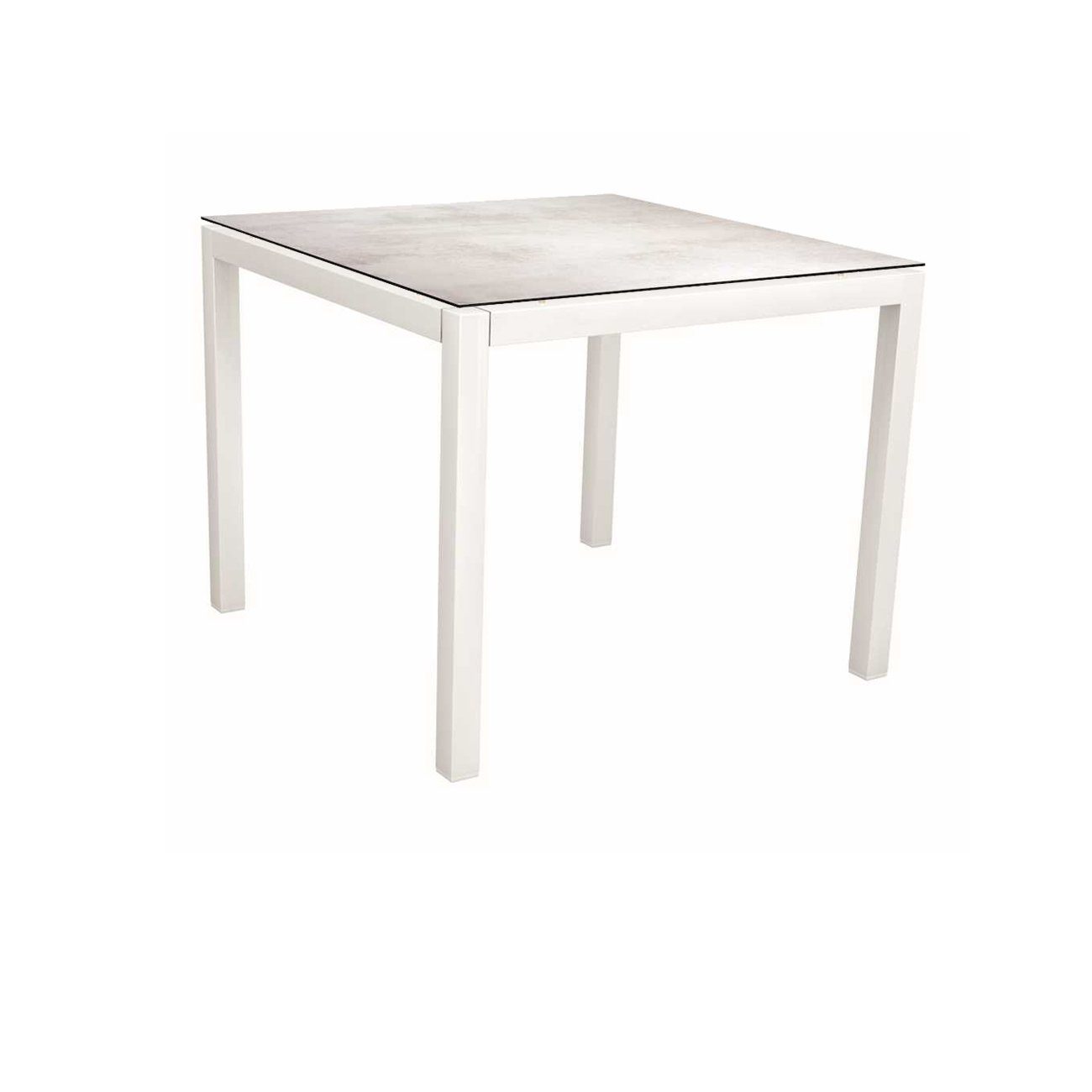 Stern Tischsystem, Gestell Aluminium weiß, Tischplatte HPL Zement hell, Größe: 80x80 cm
