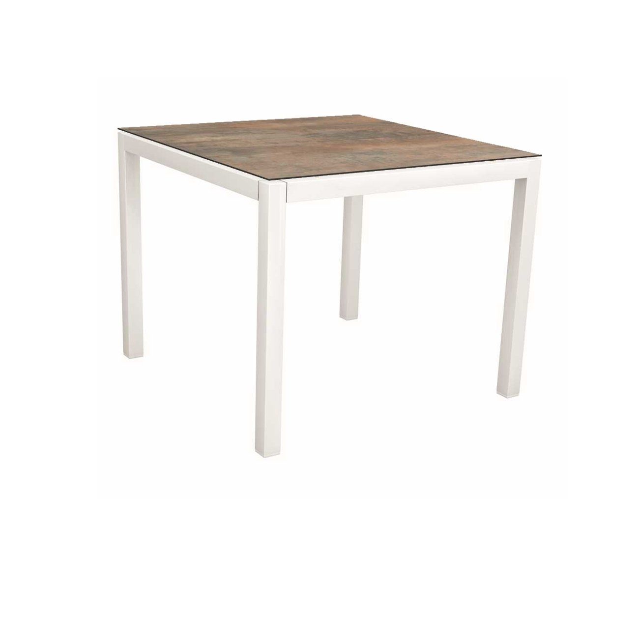 Stern Tischsystem, Gestell Aluminium weiß, Tischplatte HPL Ferro, Größe: 90x90 cm