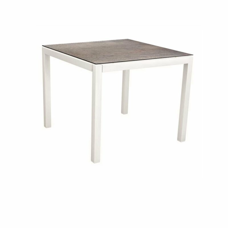 Stern Tischsystem, Gestell Aluminium weiß, Tischplatte HPL Smoky, Größe: 90x90 cm