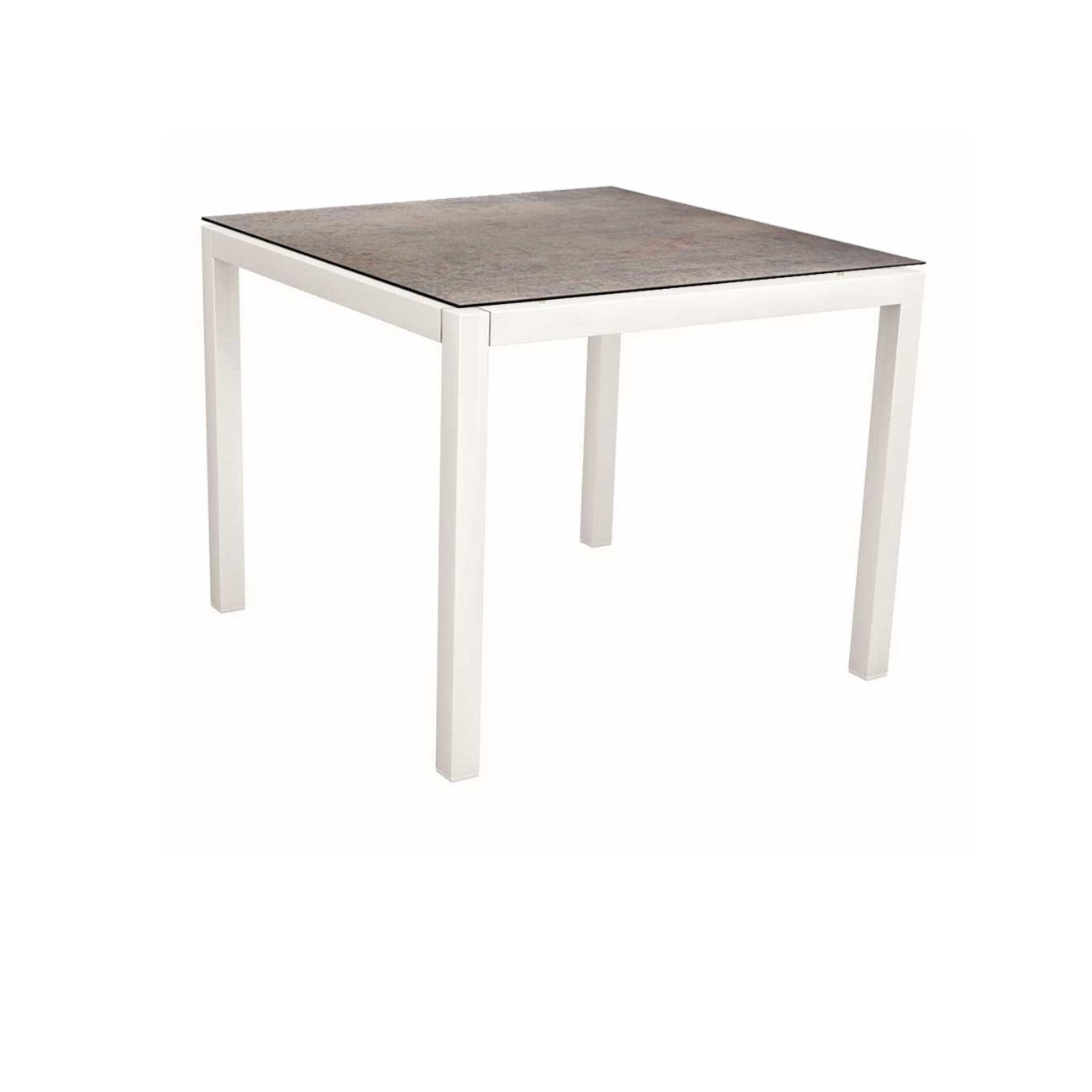Stern Tischsystem, Gestell Aluminium weiß, Tischplatte HPL Smoky, Größe: 90x90 cm