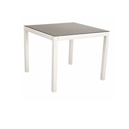 Stern Tischsystem, Gestell Aluminium weiß, Tischplatte HPL Uni Grau, Größe: 90x90 cm