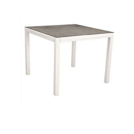 Stern Tischsystem, Gestell Aluminium weiß, Tischplatte HPL Zement, Größe: 90x90 cm