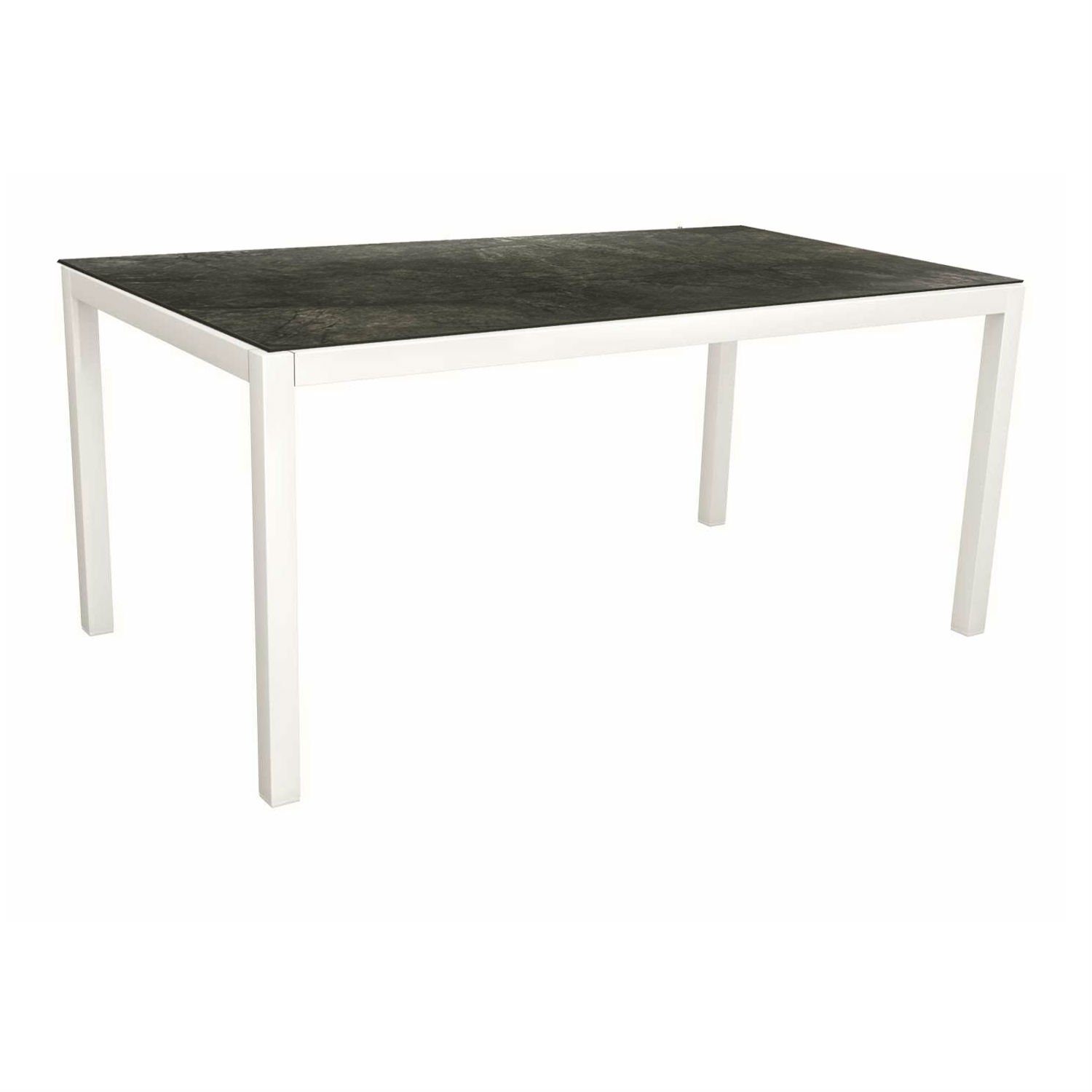Stern Tischsystem, Gestell Aluminium weiß, Tischplatte HPL Dark Marble, Größe: 130x80 cm