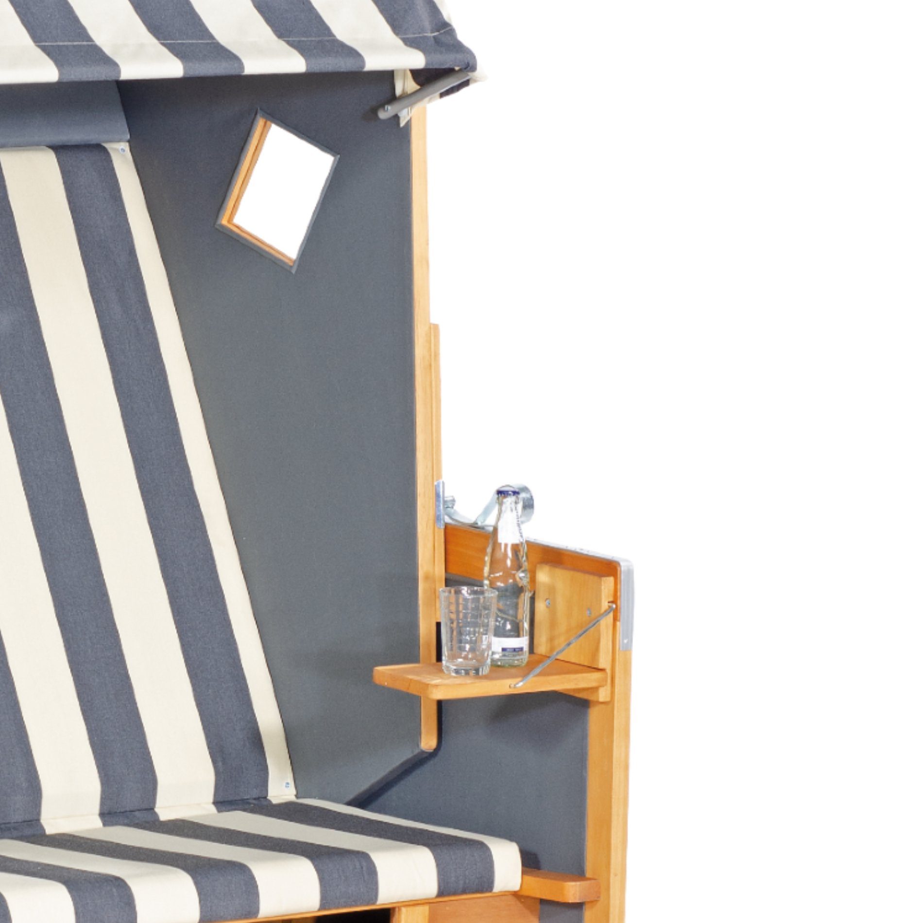Sunnysmart Seitentisch für Strandkorb, Pinienholz teakfarben gebürstet