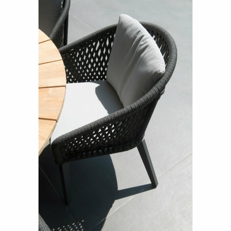 4Seasons Outdoor Sessel "Belize" inkl. 2 Kissen, Gestell Aluminium anthrazit, Rope schwarz