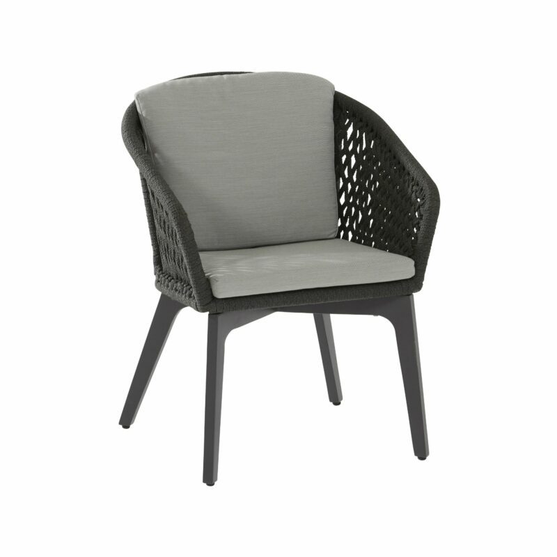 4Seasons Outdoor Dining Sessel "Belize" inkl. 2 Kissen, Gestell Aluminium anthrazit, Rope schwarz