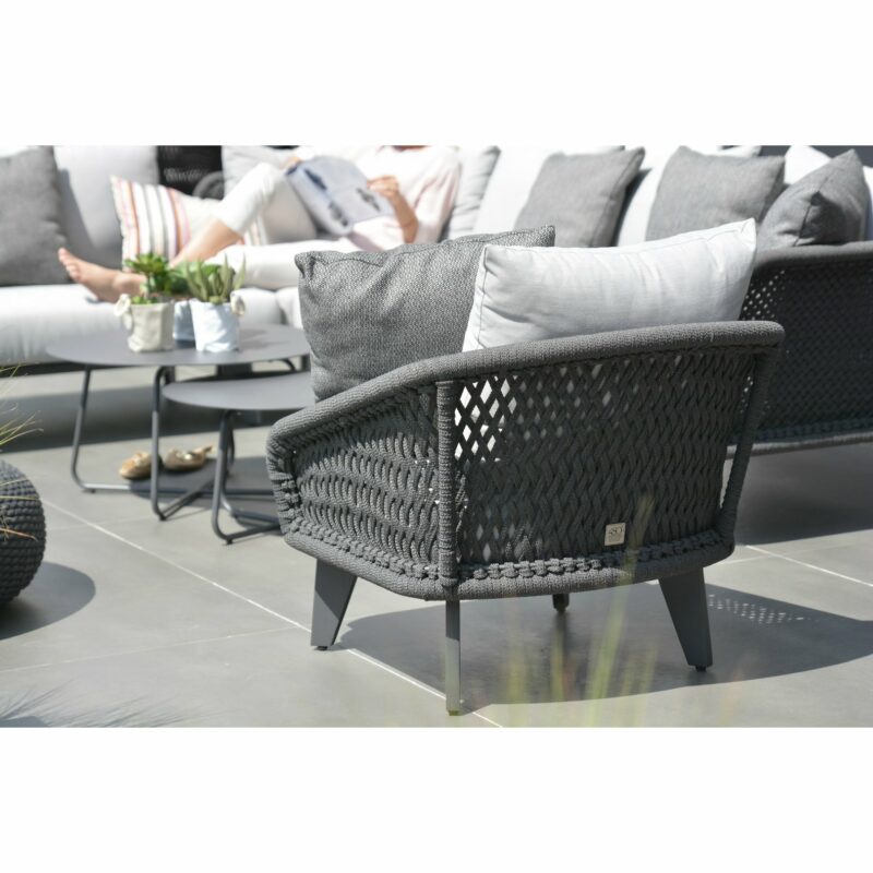4Seasons Outdoor Loungeserie "Belize" inkl. Kissen, Gestell Aluminium anthrazit, Sitzflächen-Bespannung Rope schwarz