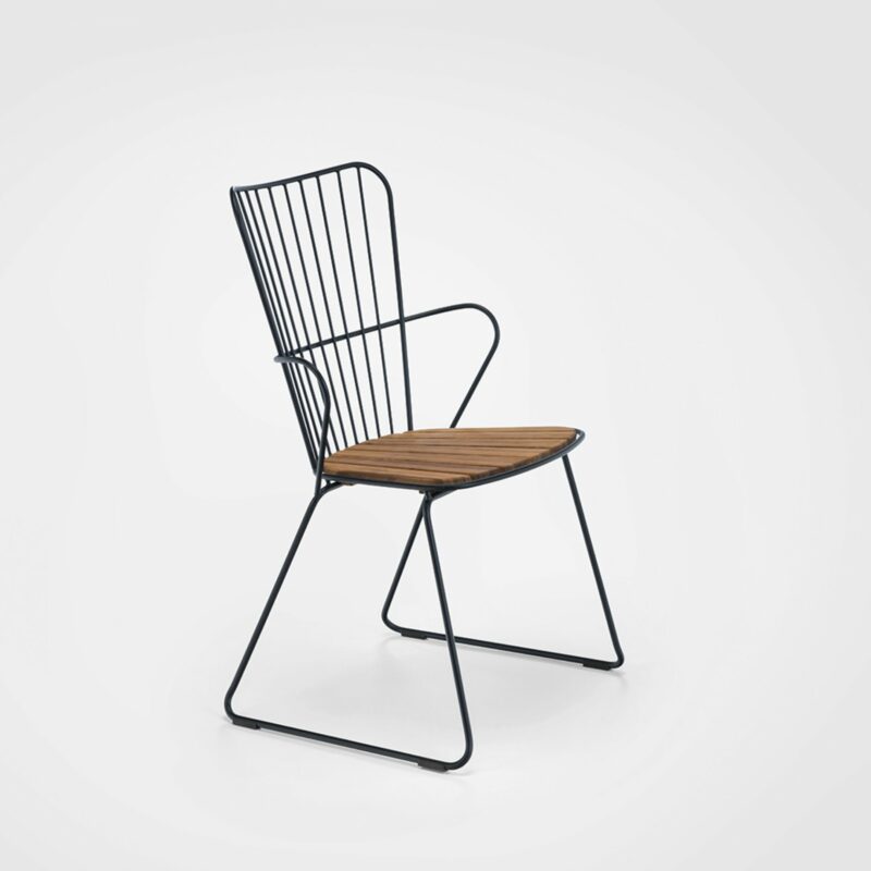 Houe "Paon" Diningchair, Stahl schwarz, Sitzfläche Bambus