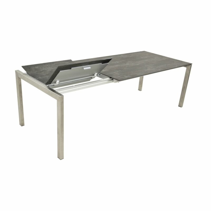 SIT Mobilia Gartentisch "Ventura“, Gestell Edelstahl, Tischplatte mit 70 cm Klappeinlage