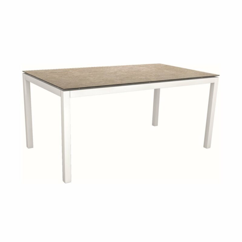 Stern Tischsystem, Gestell Aluminium weiß, Tischplatte HPL Vintage Shell, Größe: 130x80 cm