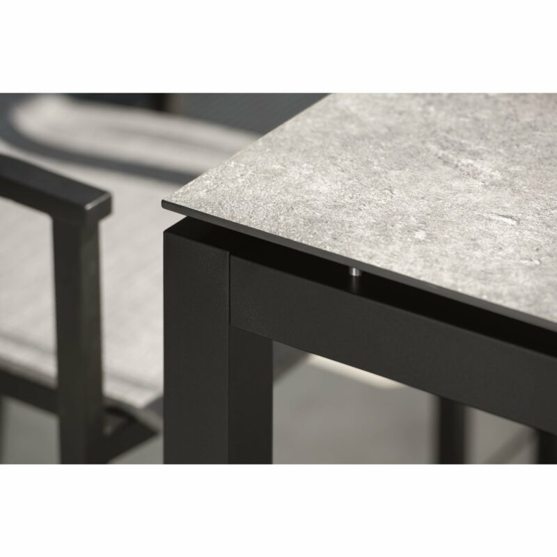 Stern Tischsystem Gartentisch, Gestell Aluminium schwarz matt, Tischplatte HPL Vintage Stone