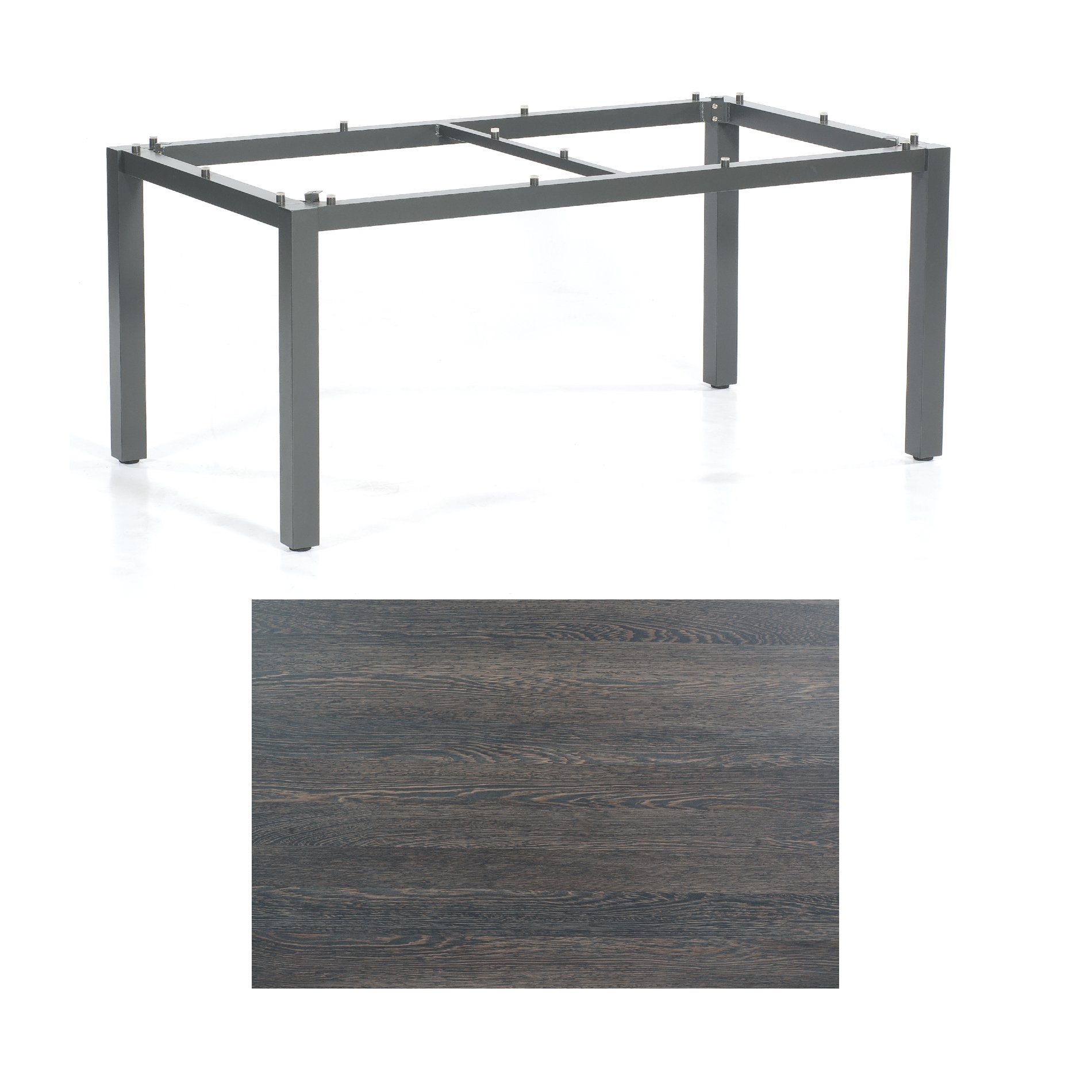 SonnenPartner Tisch „Base“, Gestell Aluminium anthrazit, Tischplatte HPL Mali wenge, 160x90 cm