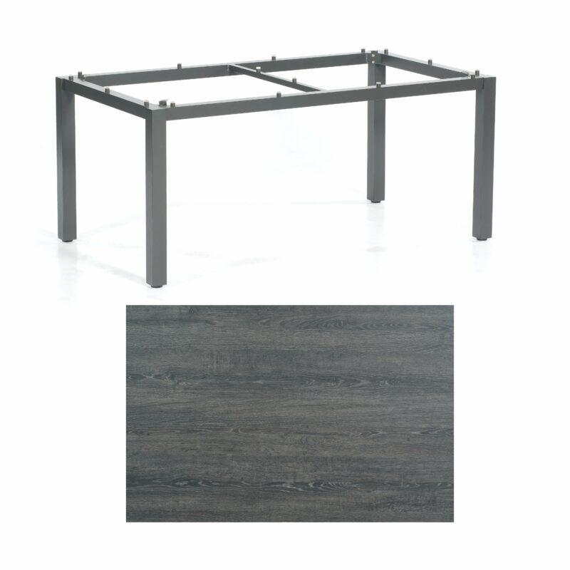 SonnenPartner Tisch „Base“, Gestell Aluminium anthrazit, Tischplatte HPL Pinie dunkel, 160x90 cm