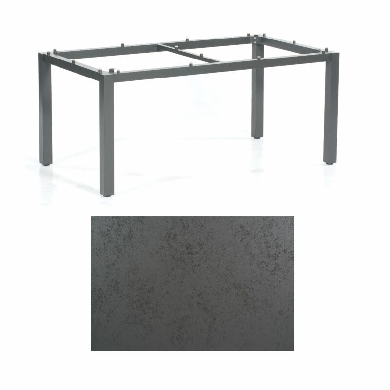 SonnenPartner Tisch „Base“, Gestell Aluminium anthrazit, Tischplatte HPL Struktura anthrazit, 160x90 cm