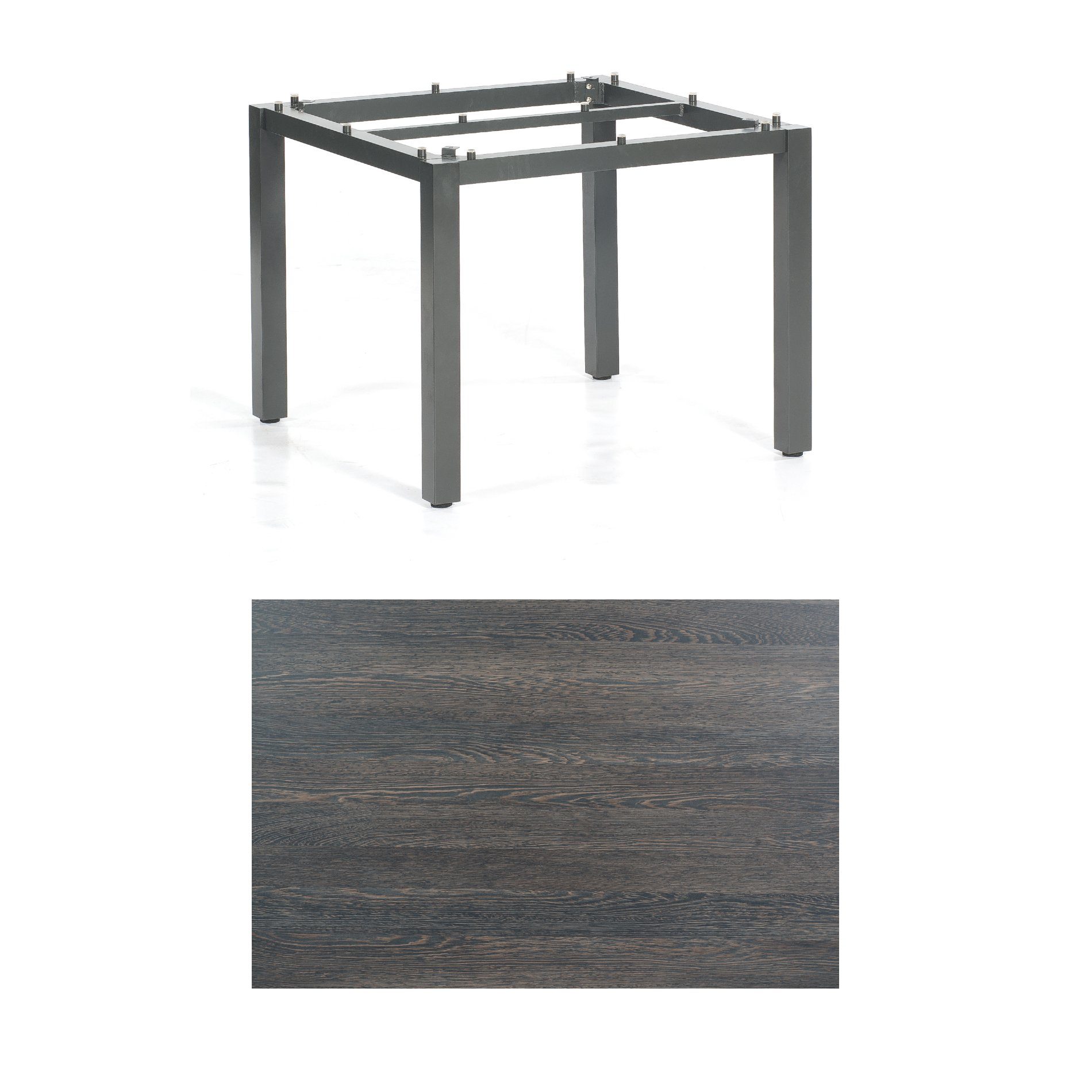 SonnenPartner Tisch „Base“, Gestell Aluminium anthrazit, Tischplatte HPL Mali wenge, 90x90 cm