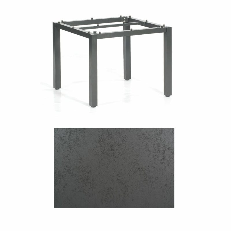 SonnenPartner Tisch „Base“, Gestell Aluminium anthrazit, Tischplatte HPL Struktura anthrazit, 90x90 cm