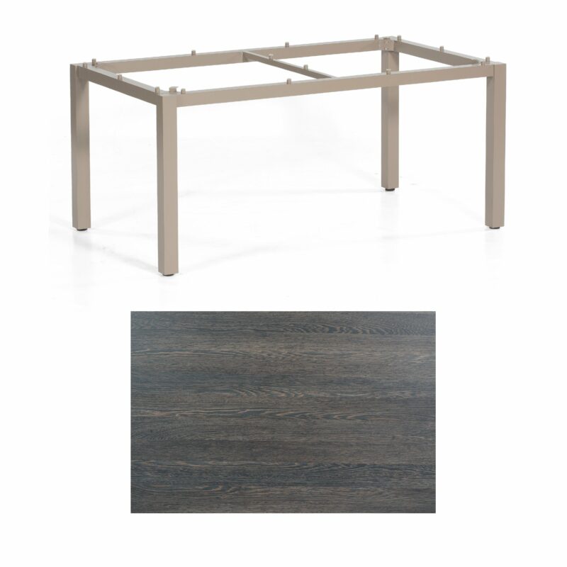 SonnenPartner Tisch „Base“, Gestell Aluminium champagner, Tischplatte HPL Mali wenge, 160x90 cm