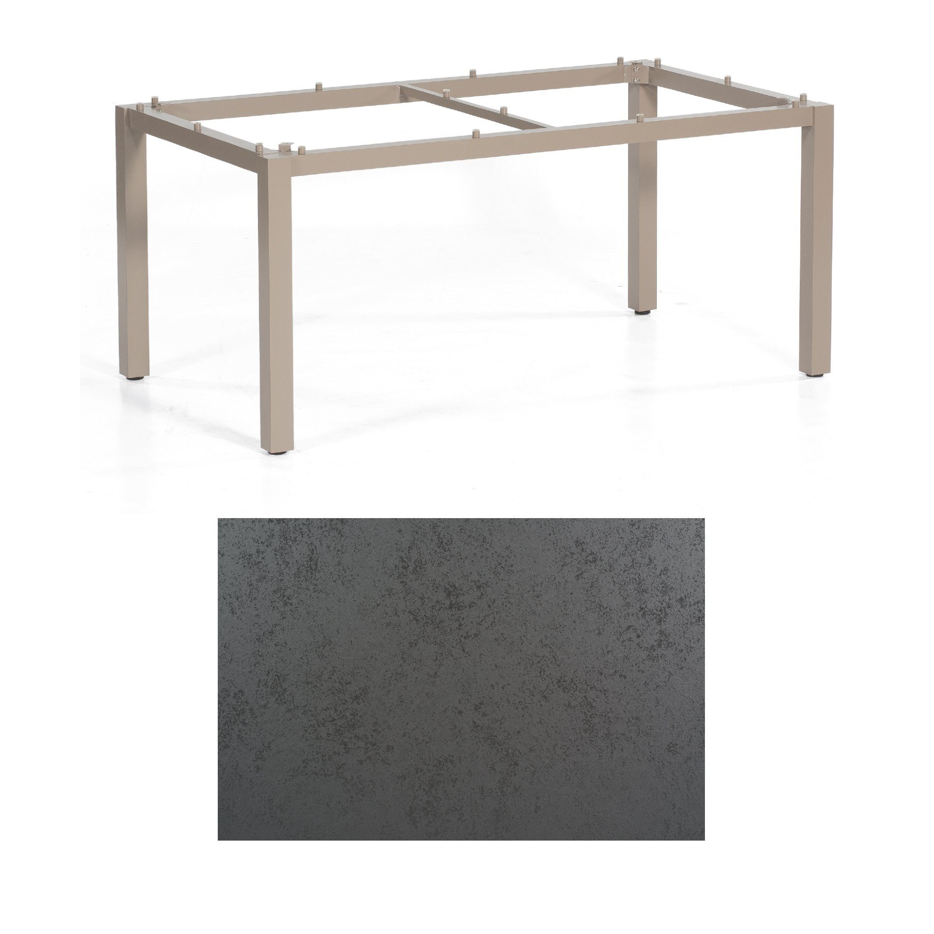 SonnenPartner Tisch „Base“, Gestell Aluminium champagner, Tischplatte HPL Struktura anthrazit, 160x90 cm
