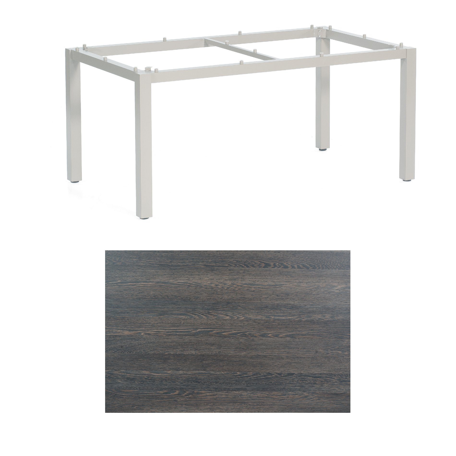 SonnenPartner Tisch „Base“, Gestell Aluminium silber, Tischplatte HPL Mali wenge, 160x90 cm