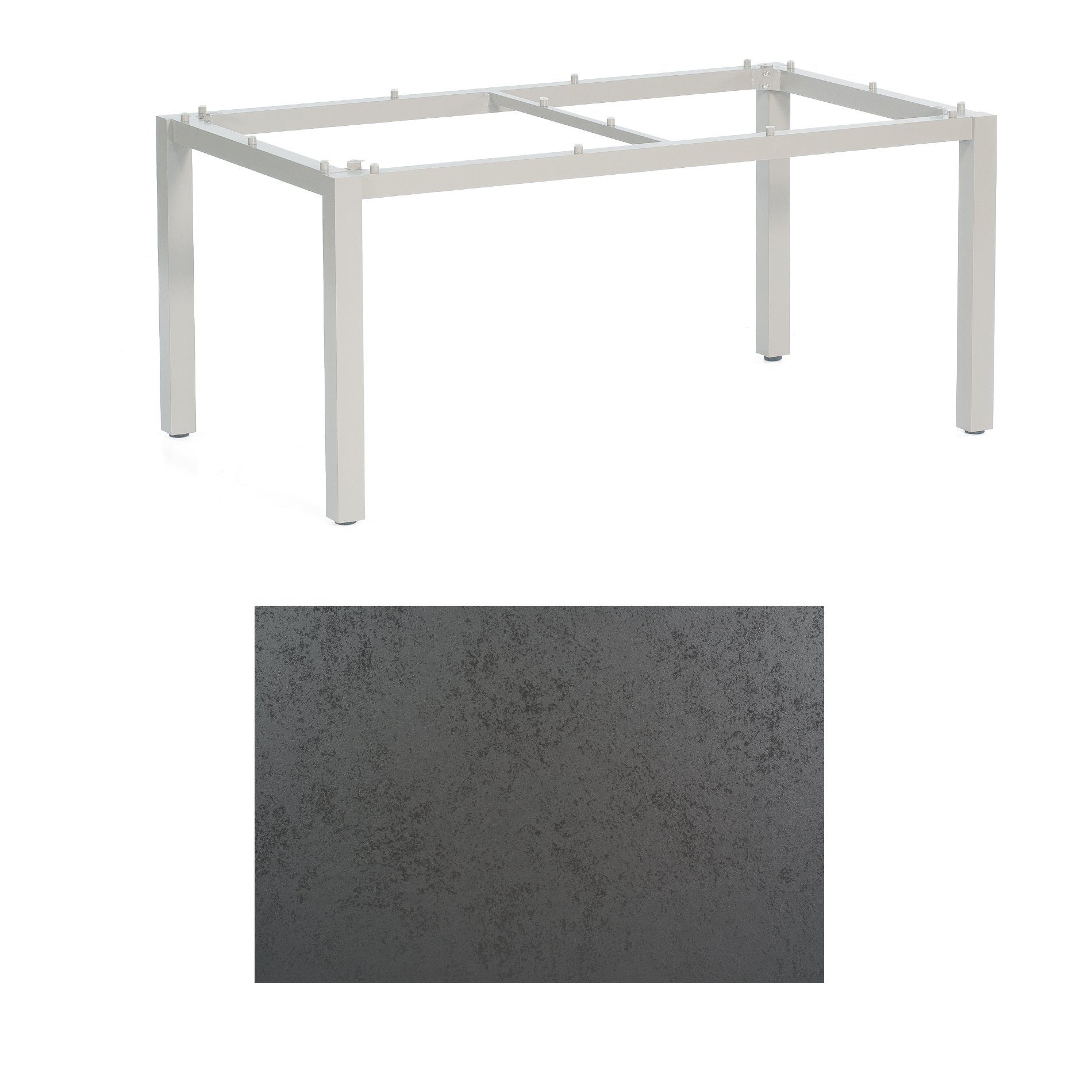 SonnenPartner Tisch „Base“, Gestell Aluminium silber, Tischplatte HPL Struktura anthrazit , 160x90 cm
