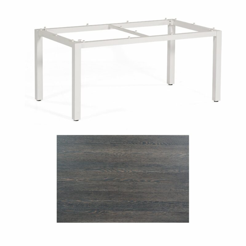 SonnenPartner Tisch „Base“, Gestell Aluminium weiß, Tischplatte HPL Mali wenge, 160x90 cm