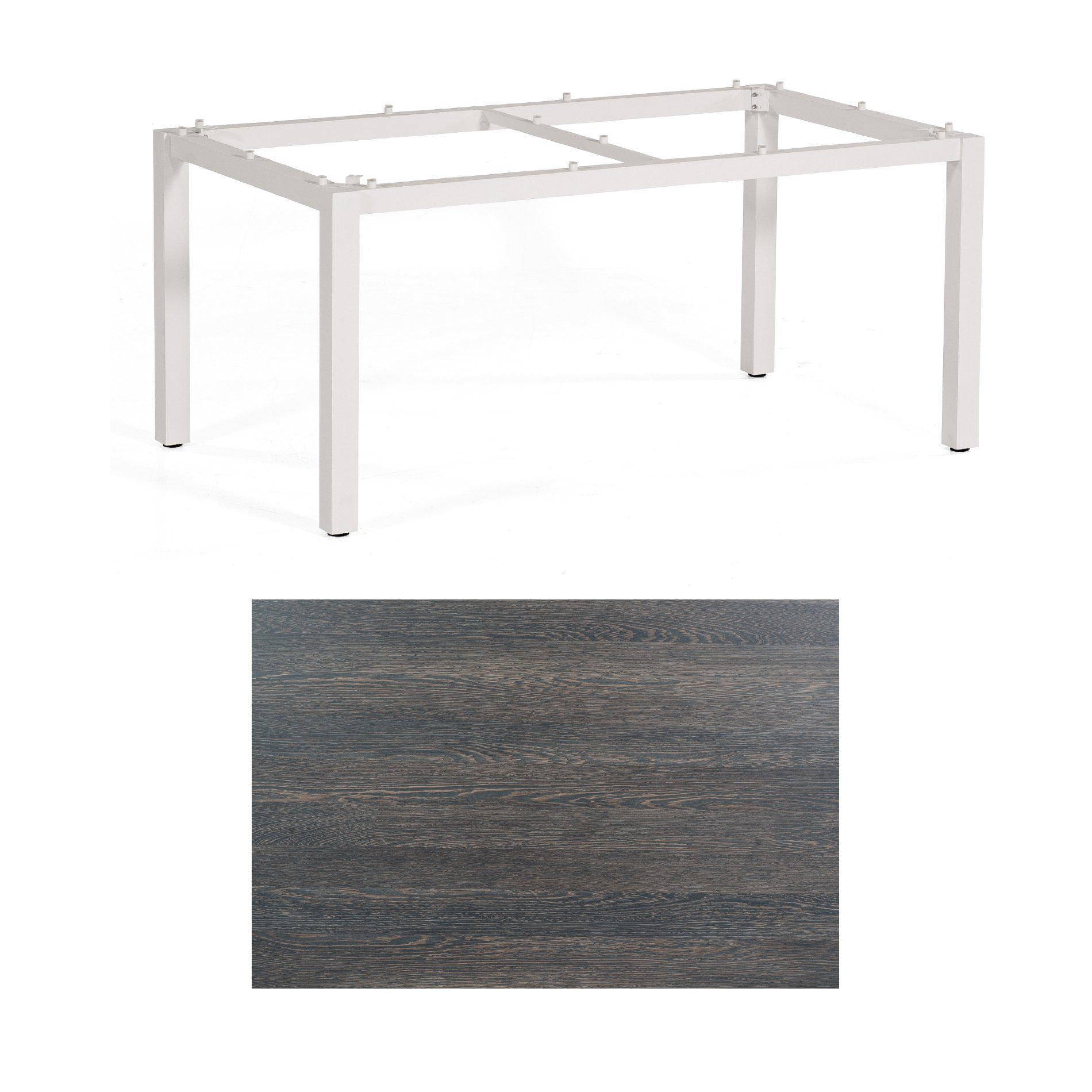 SonnenPartner Tisch „Base“, Gestell Aluminium weiß, Tischplatte HPL Mali wenge, 160x90 cm