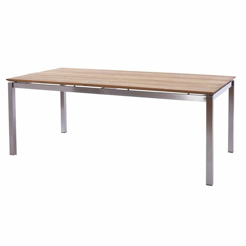 Diamond Garden Tisch "San Marino", Gestell Edelstahl, Tischplatte 3 Planken Recycled Teak Natur, 200x100 cm