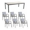 Stern Gartenmöbel-Set mit Stuhl "New Top“ und Gartentisch Aluminium/HPL, Gestelle Aluminium anthrazit, Sitz Textil silber, Tischplatte HPL Zement hell