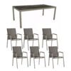 Stern Gartenmöbel-Set mit Stuhl "New Top“ und Gartentisch Aluminium/HPL, Gestelle Aluminium graphit, Sitz Textil silbergrau, Tischplatte HPL Dark Marble