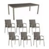 Stern Gartenmöbel-Set mit Stuhl "New Top“ und Gartentisch Aluminium/HPL, Gestelle Aluminium graphit, Sitz Textil silbergrau, Tischplatte HPL Nitro