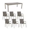 Stern Gartenmöbel-Set mit Stuhl "New Top“ und Gartentisch Aluminium/HPL, Gestelle Aluminium graphit, Sitz Textil silbergrau, Tischplatte HPL Smoky