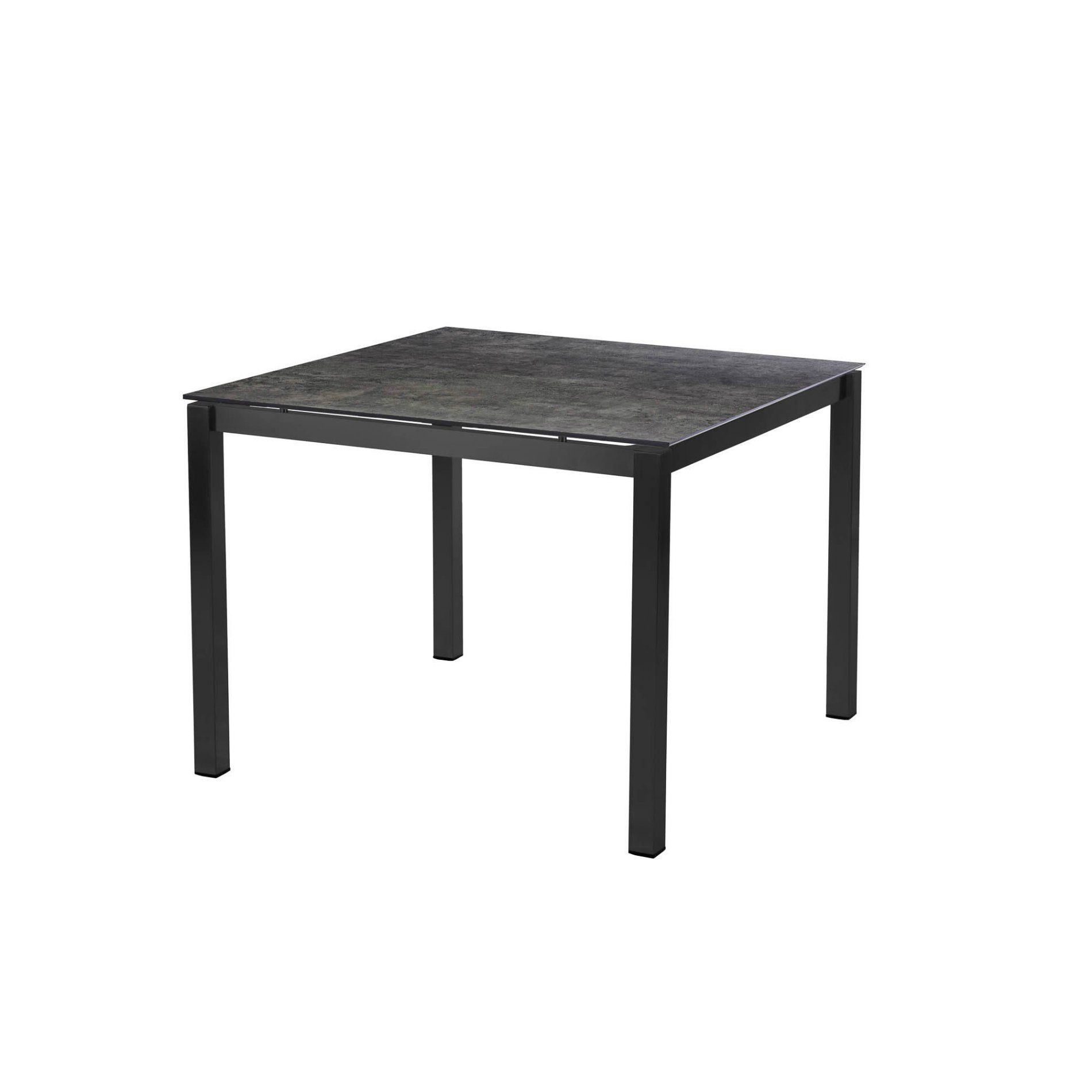Diamond Garden Tisch "San Marino", Gestell Edelstahl dunkelgrau, Platte DiGa Compact HPL Beton dunkel, 98x98 cm